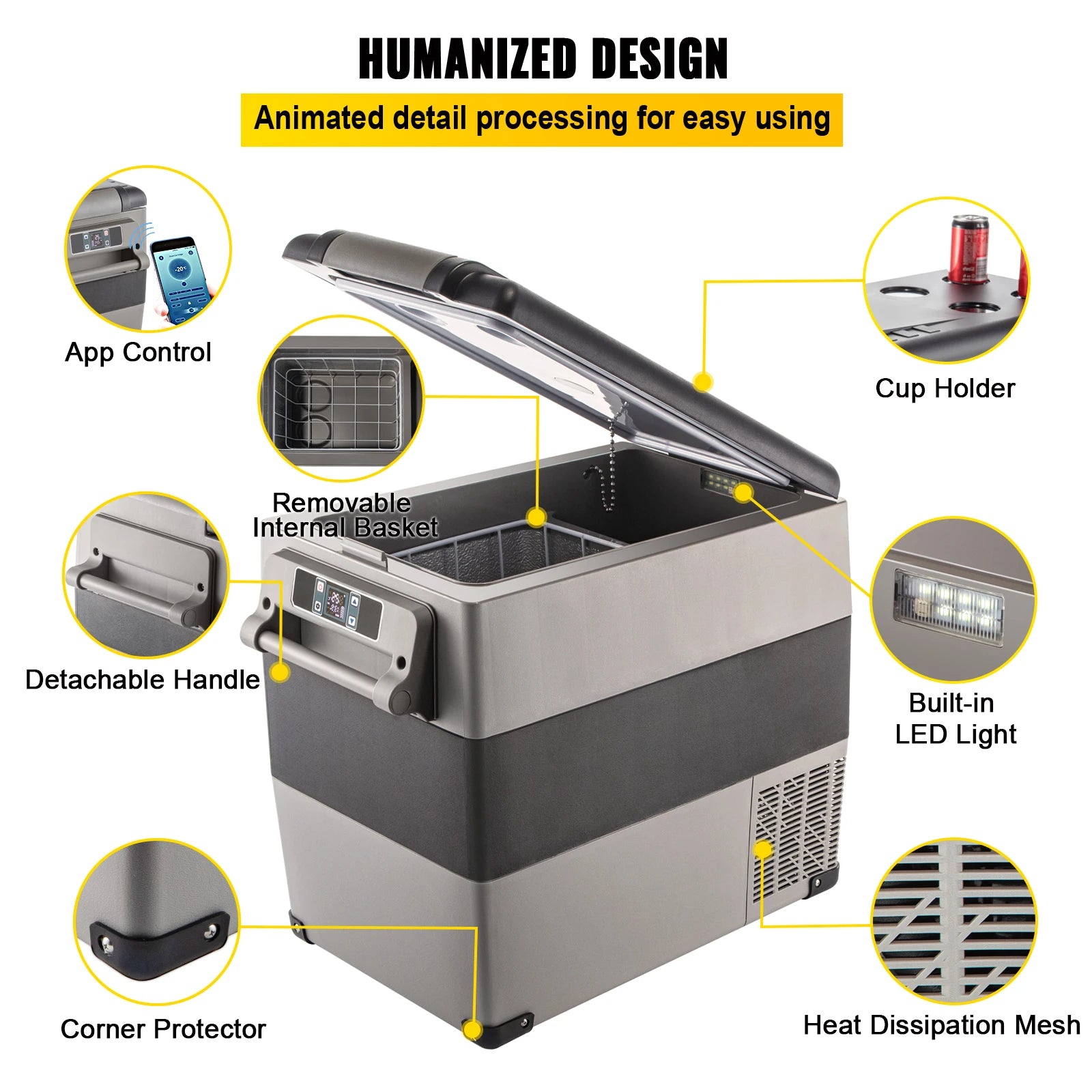 Mini Frigo Portable – 20L à 55L avec Compresseur pour Voiture, Camping & Plage
