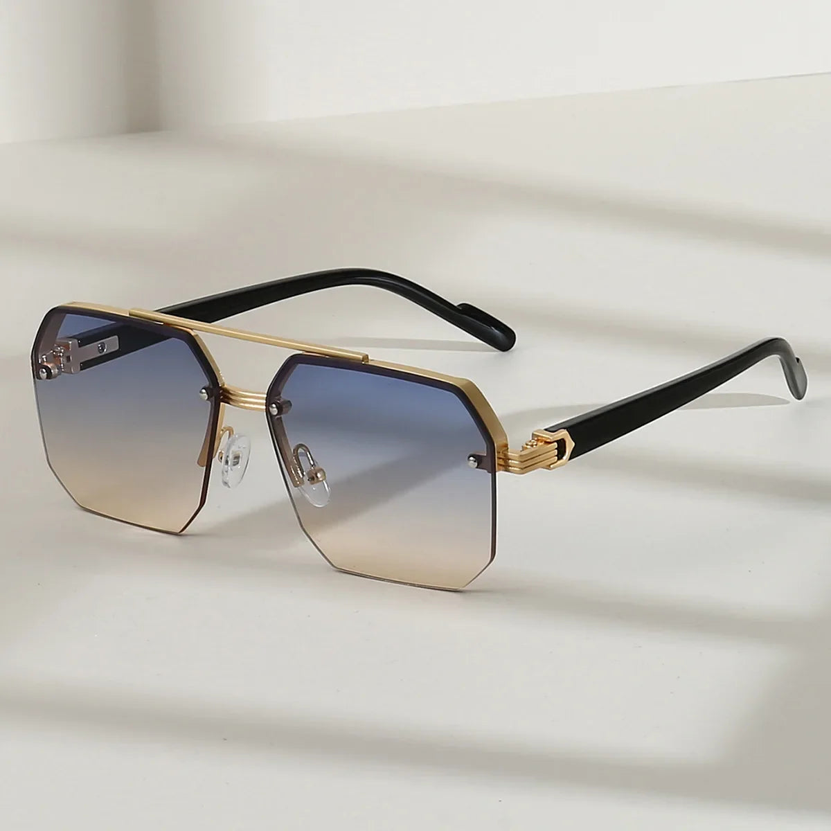 Lunettes de Soleil Homme Métal Demi-Monture Carrée – Style Rétro Sport