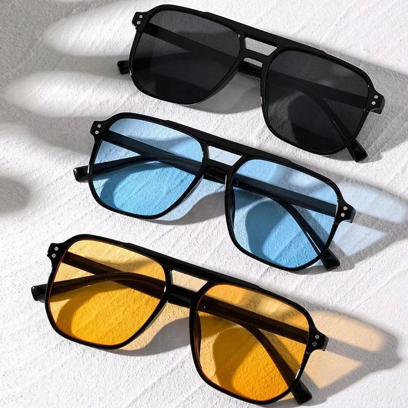 Lunettes de Soleil Vintage Grandes – Unisexe Carré Verres Noirs UV400