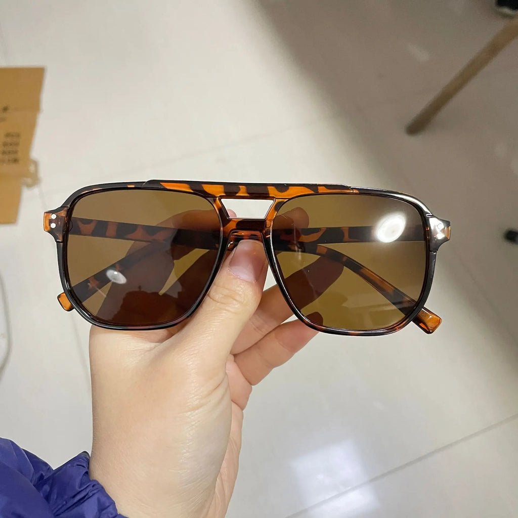 Lunettes de Soleil Vintage Grandes – Unisexe Carré Verres Noirs UV400