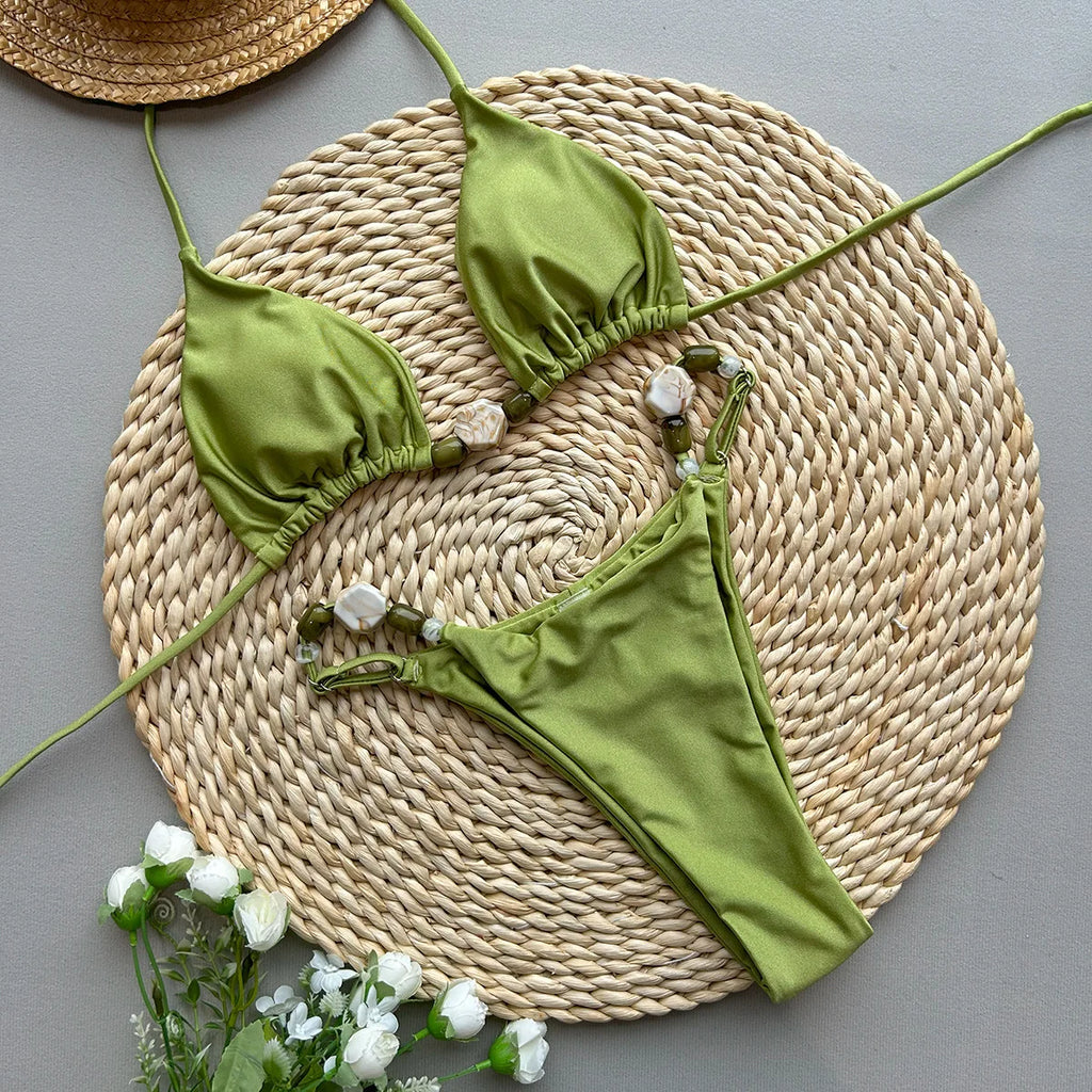 Bikini 2025 – Maillot deux Pièce Couleur Unie Femme