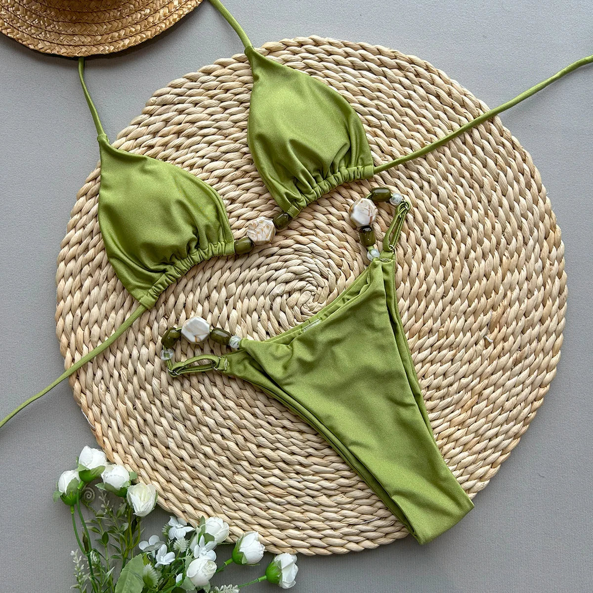 Bikini 2025 – Maillot deux Pièce Couleur Unie Femme