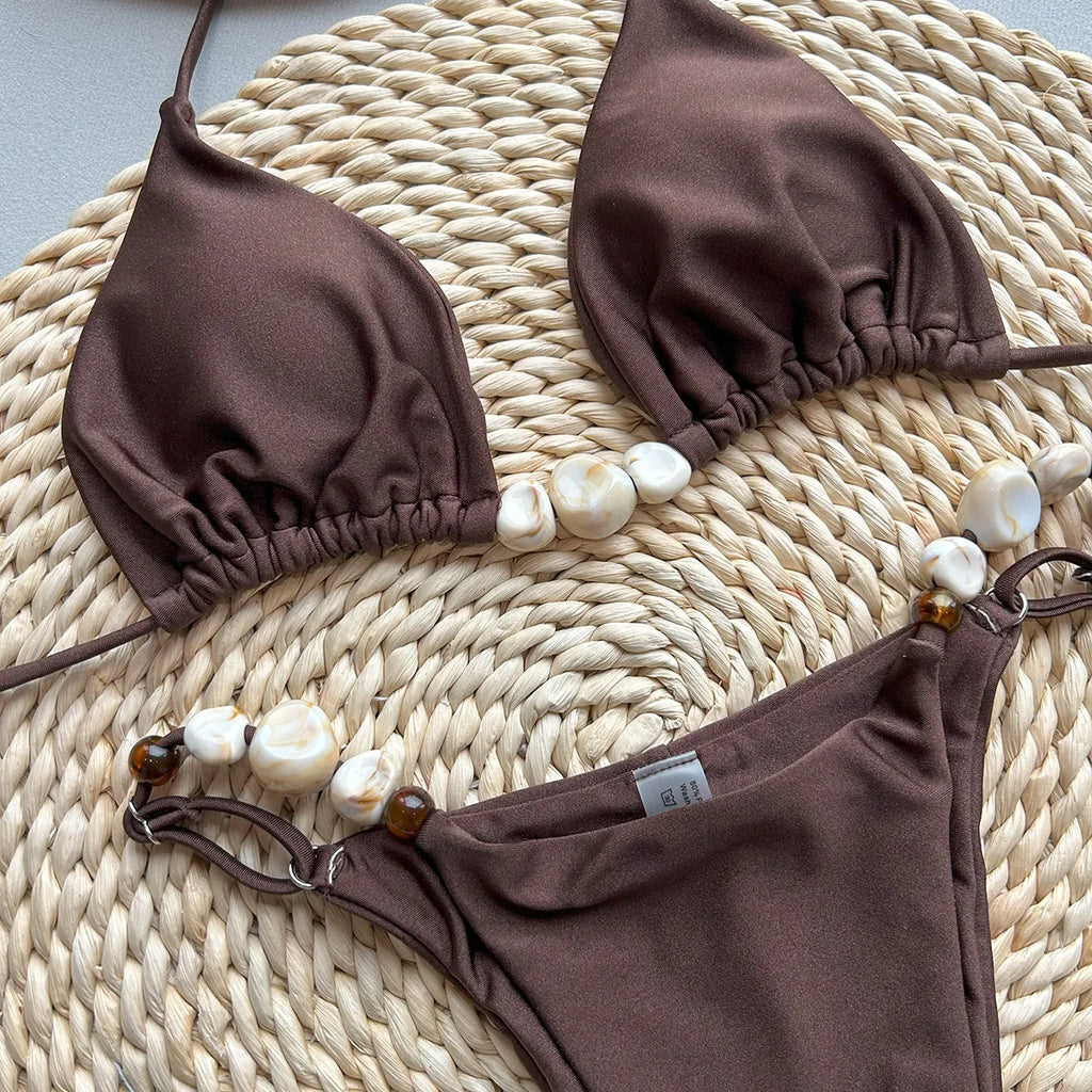 Bikini 2025 – Maillot deux Pièce Couleur Unie Femme