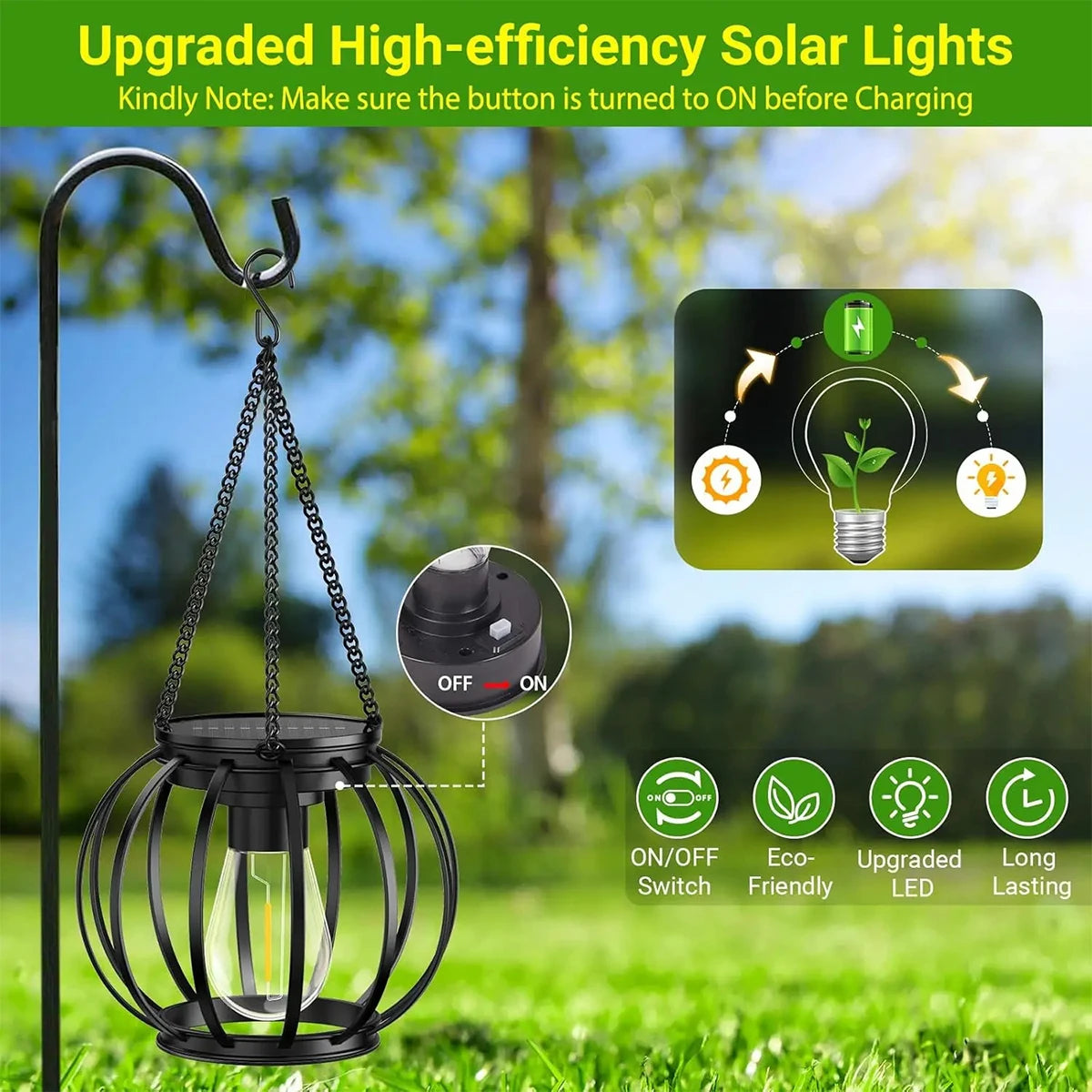 Lanterne Solaire LED avec Capteur – Étanche & Décorative
