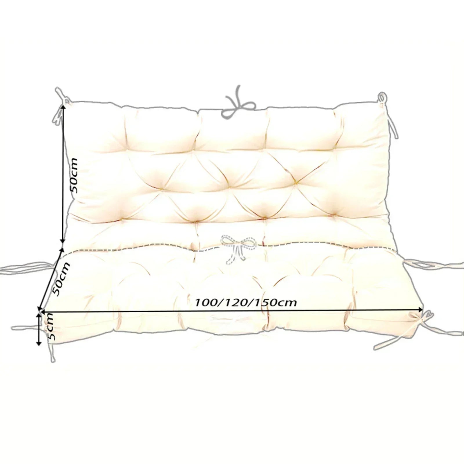 Coussin Étanche pour Banc de Jardin – 2/3 Places avec Dossier