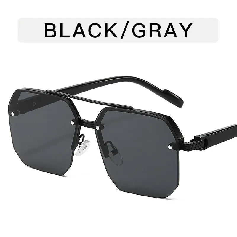 Lunettes de Soleil Homme Métal Demi-Monture Carrée – Style Rétro Sport