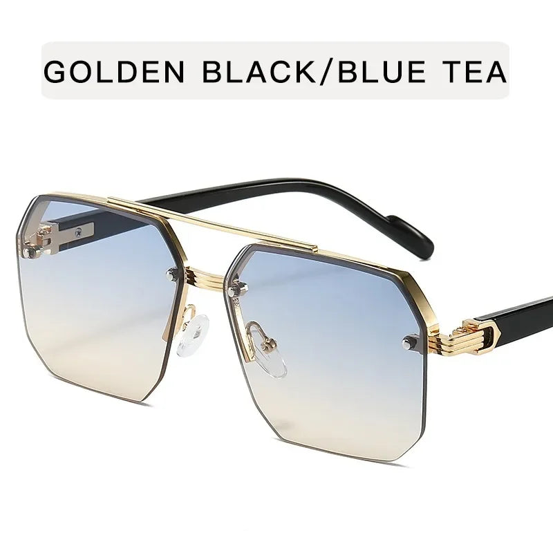 Lunettes de Soleil Homme Métal Demi-Monture Carrée – Style Rétro Sport