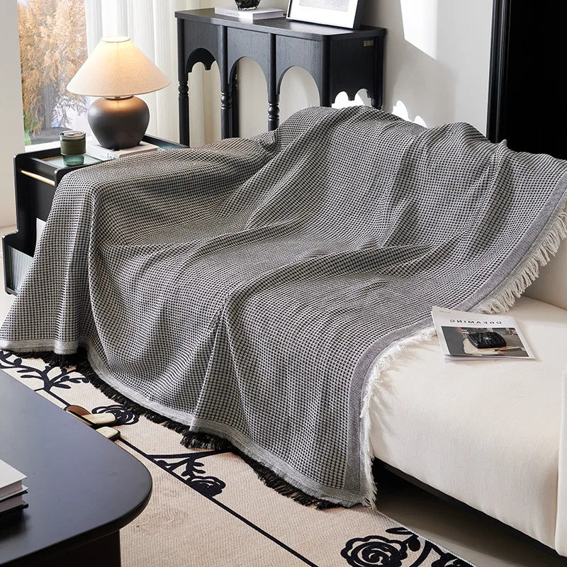 Plaid Nordique Multi-Usage – Couverture de Plage & Pique-Nique en Lin