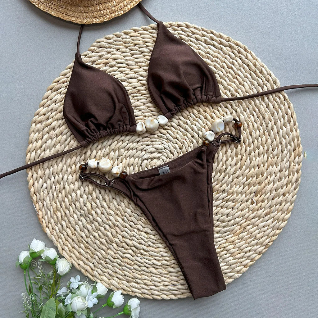 Bikini 2025 – Maillot deux Pièce Couleur Unie Femme