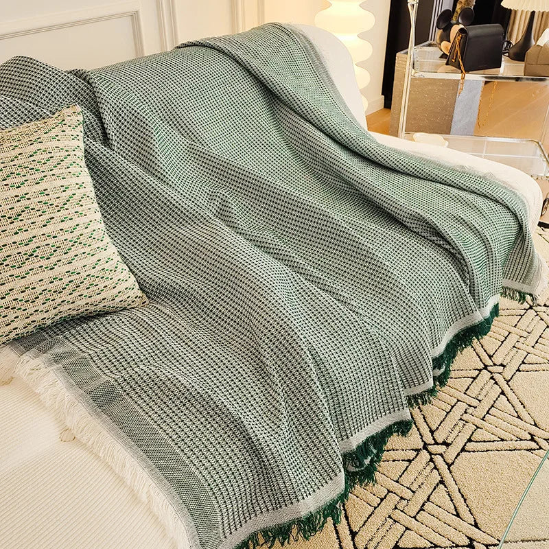 Plaid Nordique Multi-Usage – Couverture de Plage & Pique-Nique en Lin