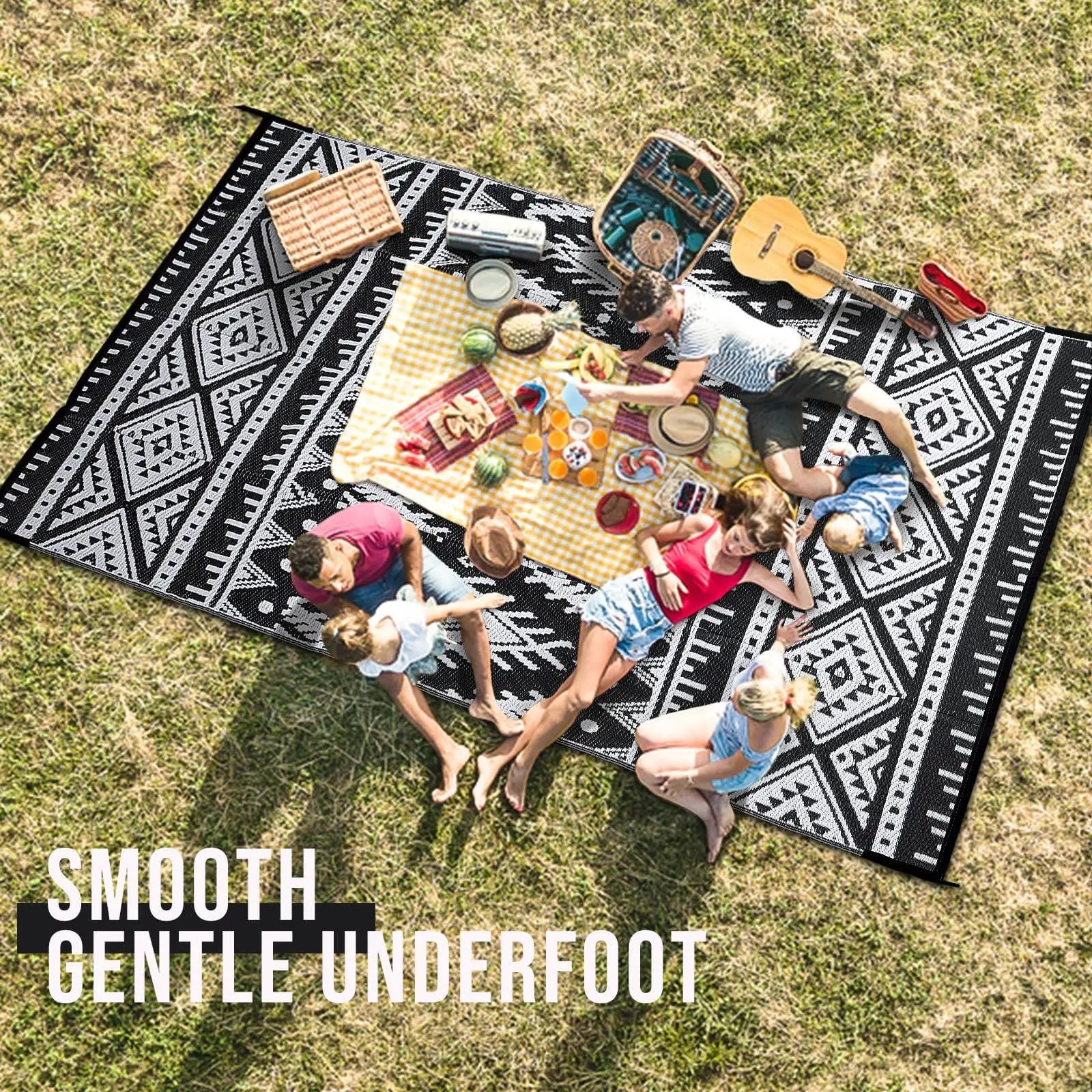 Tapis Extérieur Imperméable – Bohème Réversible pour Terrasse & Camping