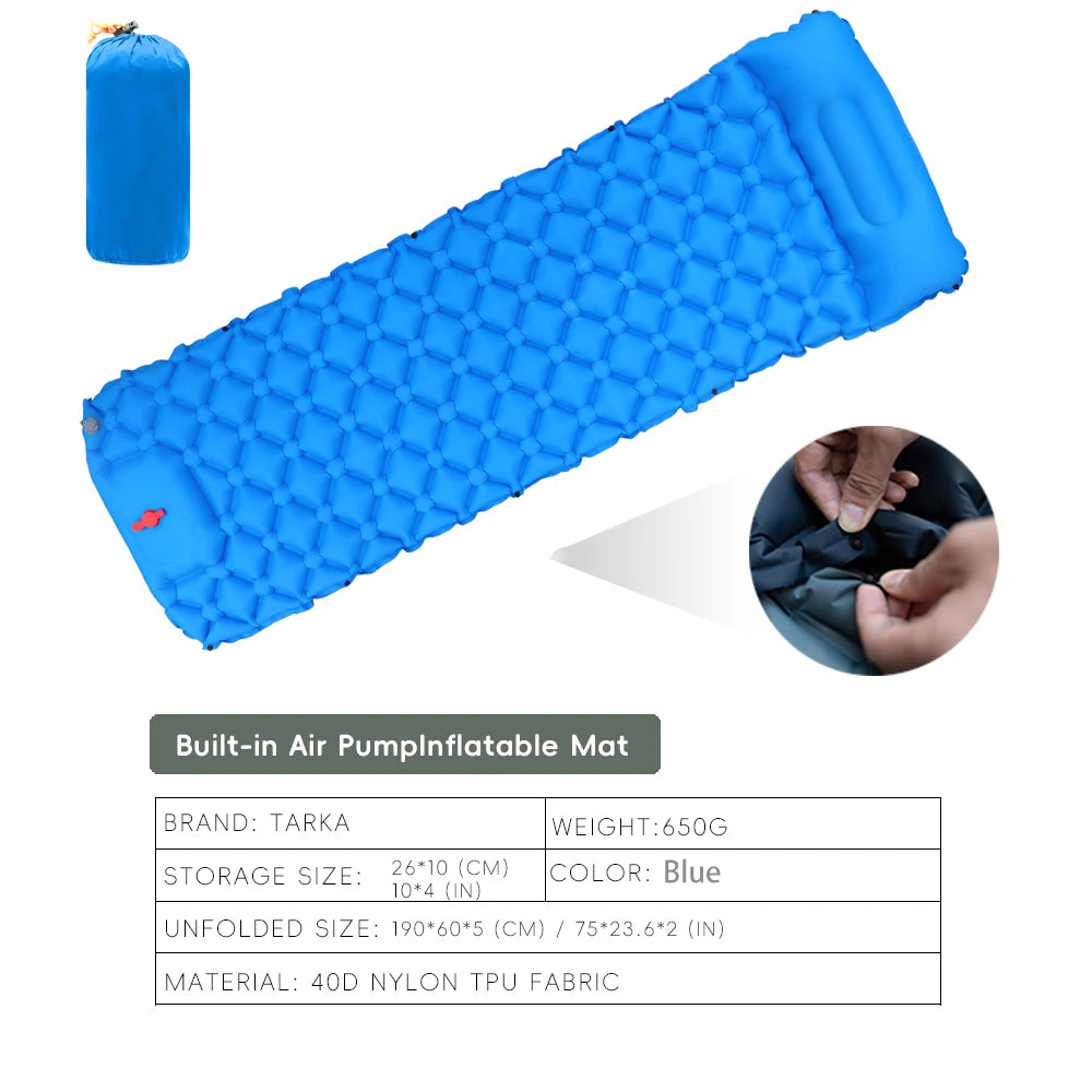 Matelas Camping Gonflable Auto-Gonflant – Coussin Intégré Outdoor