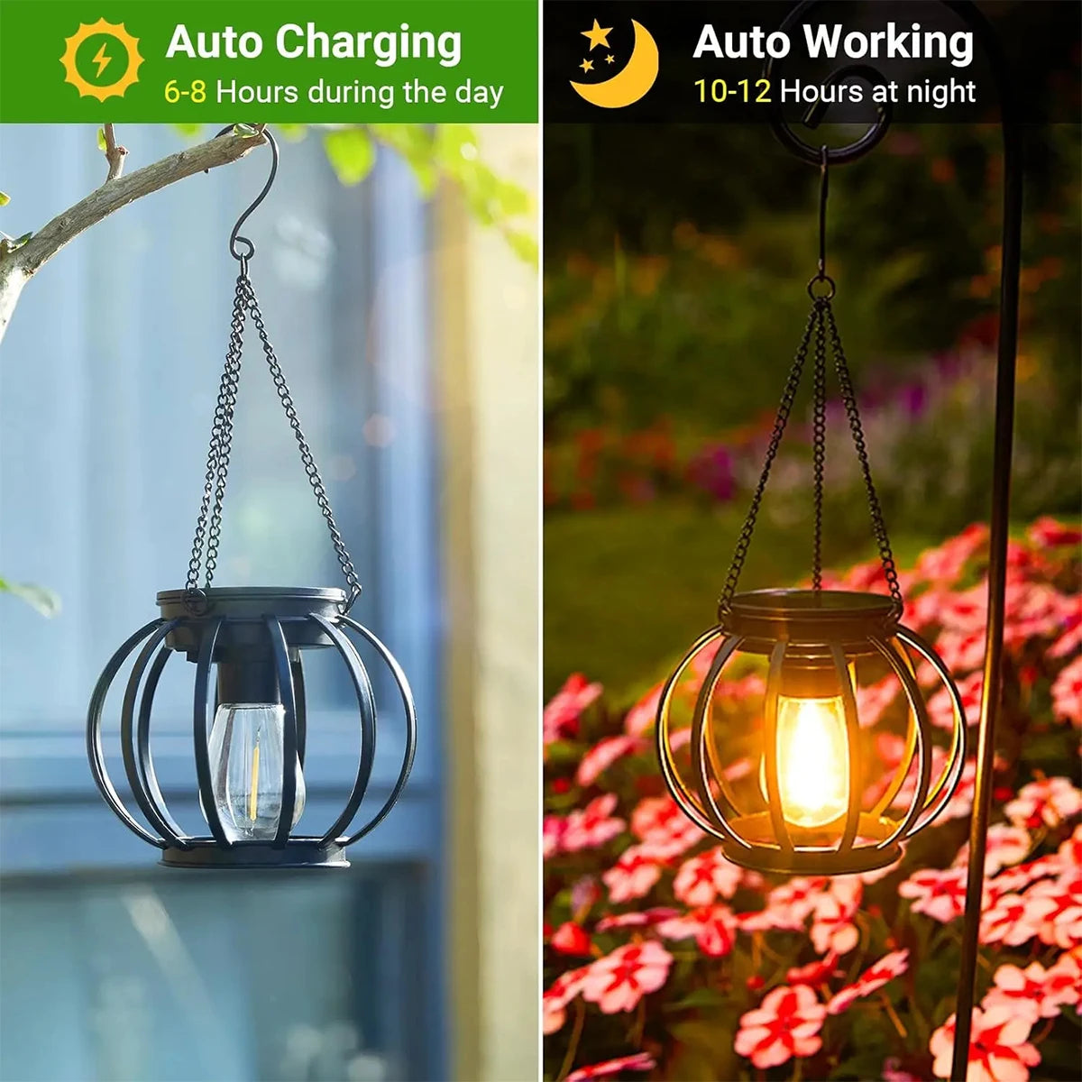Lanterne Solaire LED avec Capteur – Étanche & Décorative