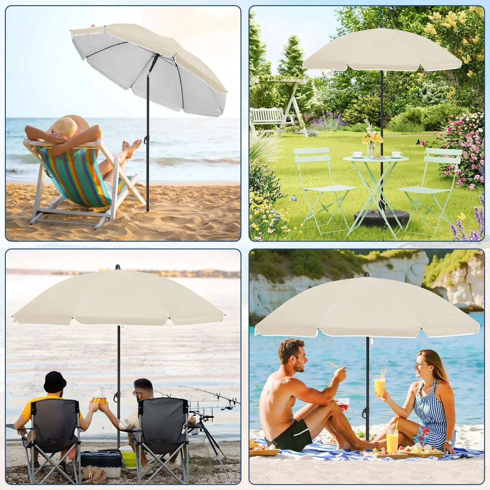 Parasol de Plage Rond – Résistant UV & Imperméable Le petit Souk