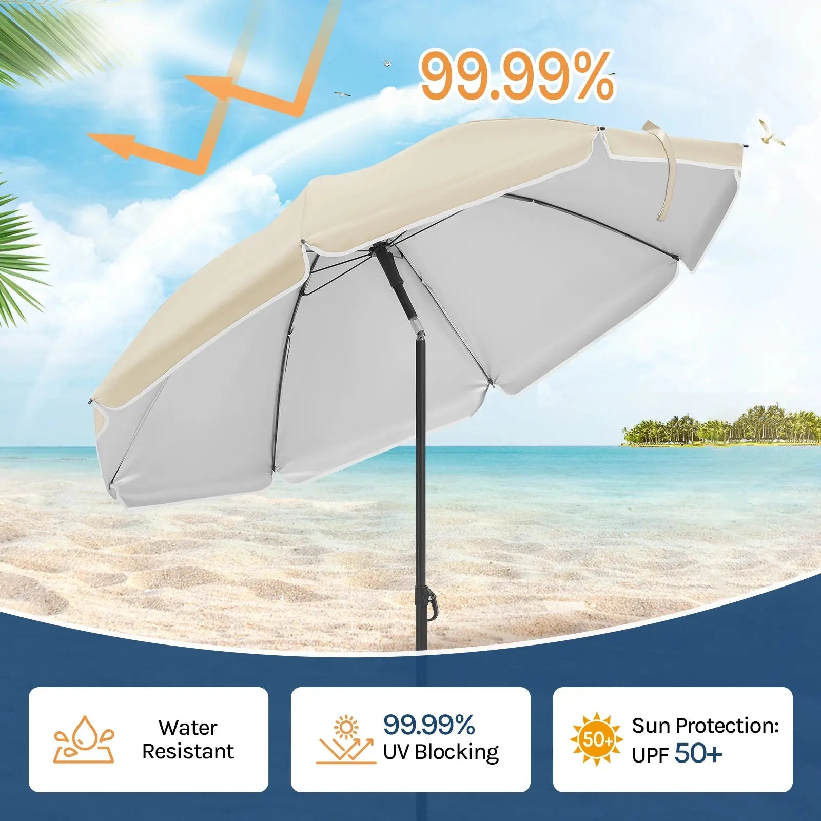 Parasol de Plage Rond – Résistant UV & Imperméable Le petit Souk