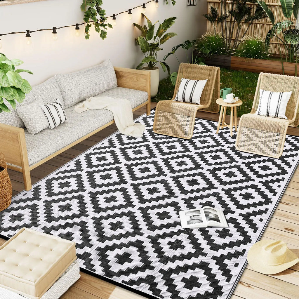 Tapis Extérieur – Réversible & Imperméable pour Terrasse & Pique-Nique
