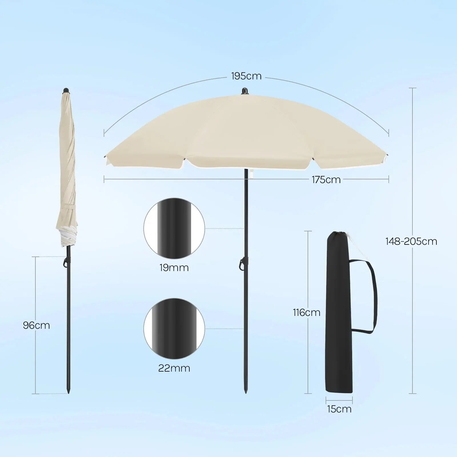Parasol de Plage Rond – Résistant UV & Imperméable Le petit Souk
