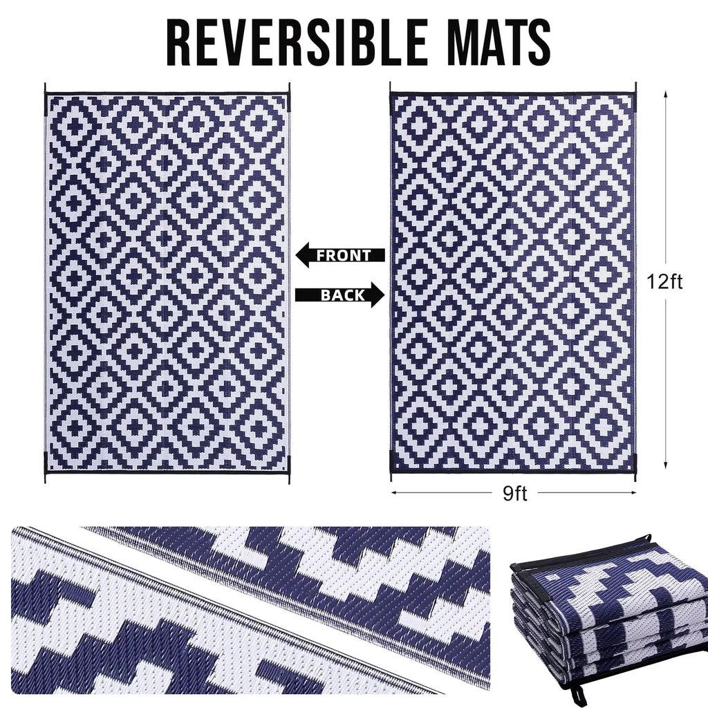 Tapis Extérieur – Réversible & Imperméable pour Terrasse & Pique-Nique