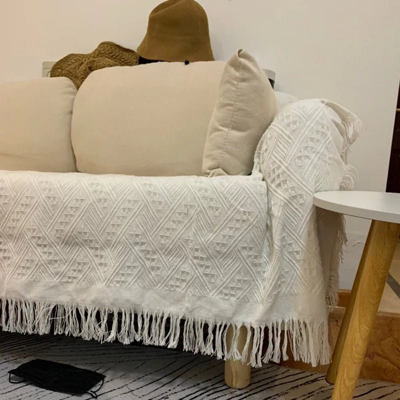 Plaid Nordique Multi-Usage – Couverture de Plage & Pique-Nique en Lin