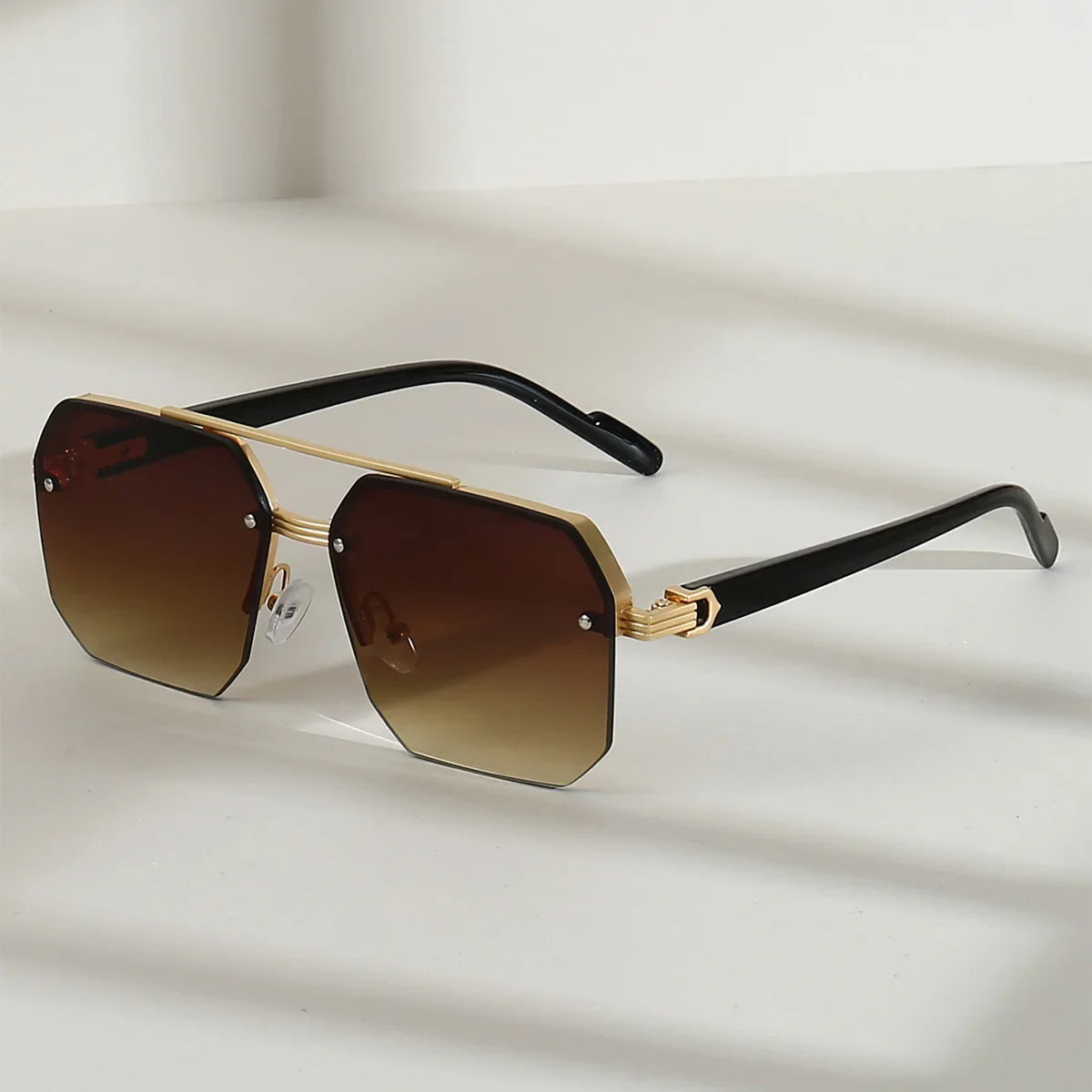 Lunettes de Soleil Homme Métal Demi-Monture Carrée – Style Rétro Sport