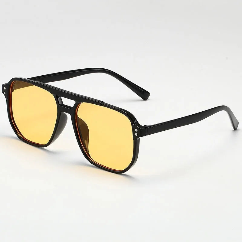 Lunettes de Soleil Vintage Grandes – Unisexe Carré Verres Noirs UV400