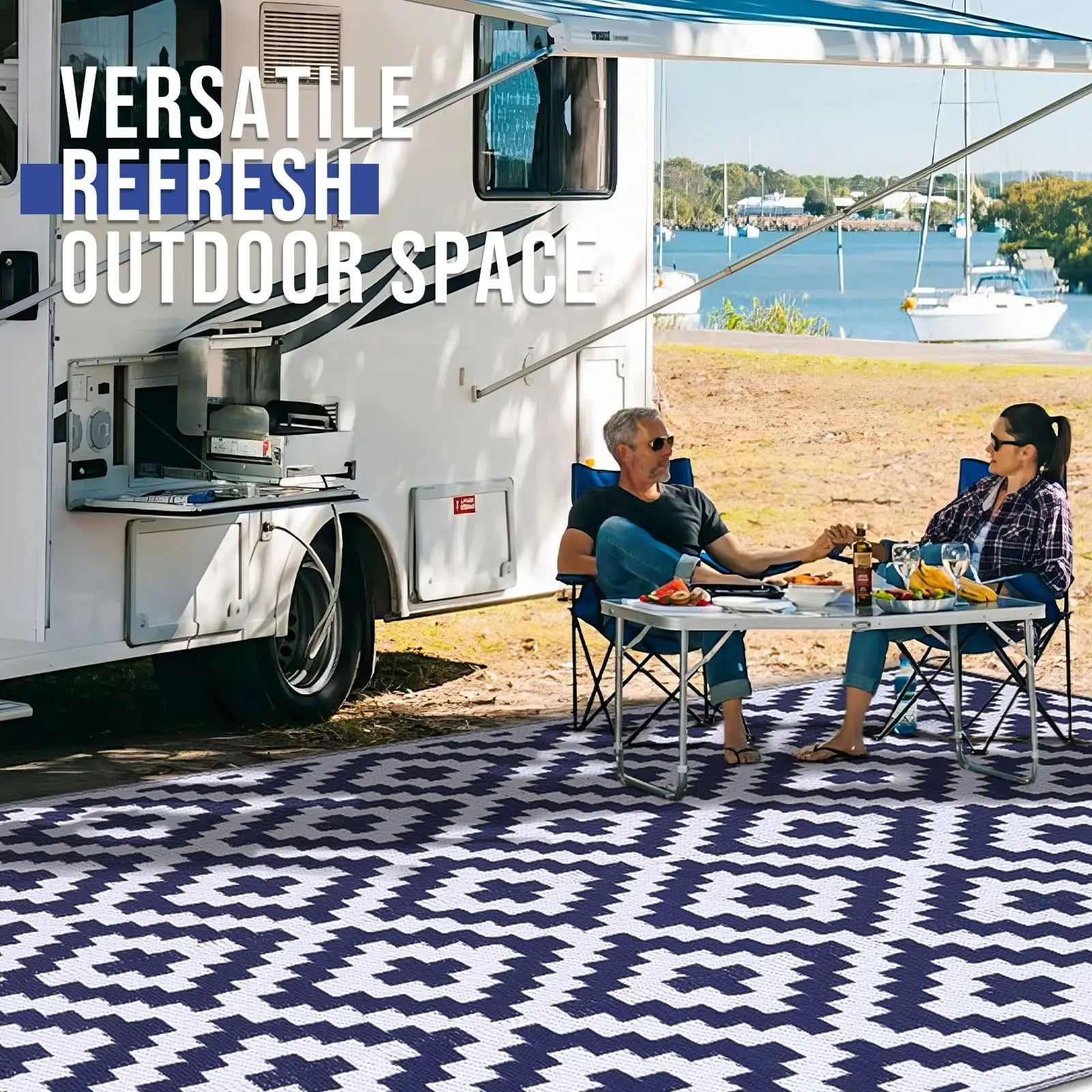 Tapis Extérieur – Réversible & Imperméable pour Terrasse & Pique-Nique