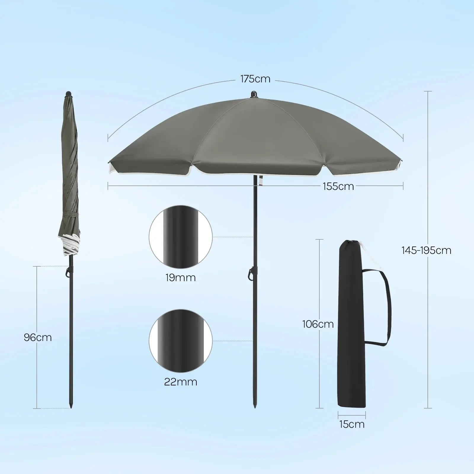 Parasol de Plage Rond – Résistant UV & Imperméable Le petit Souk