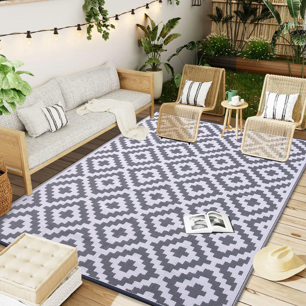 Tapis Extérieur – Réversible & Imperméable pour Terrasse & Pique-Nique