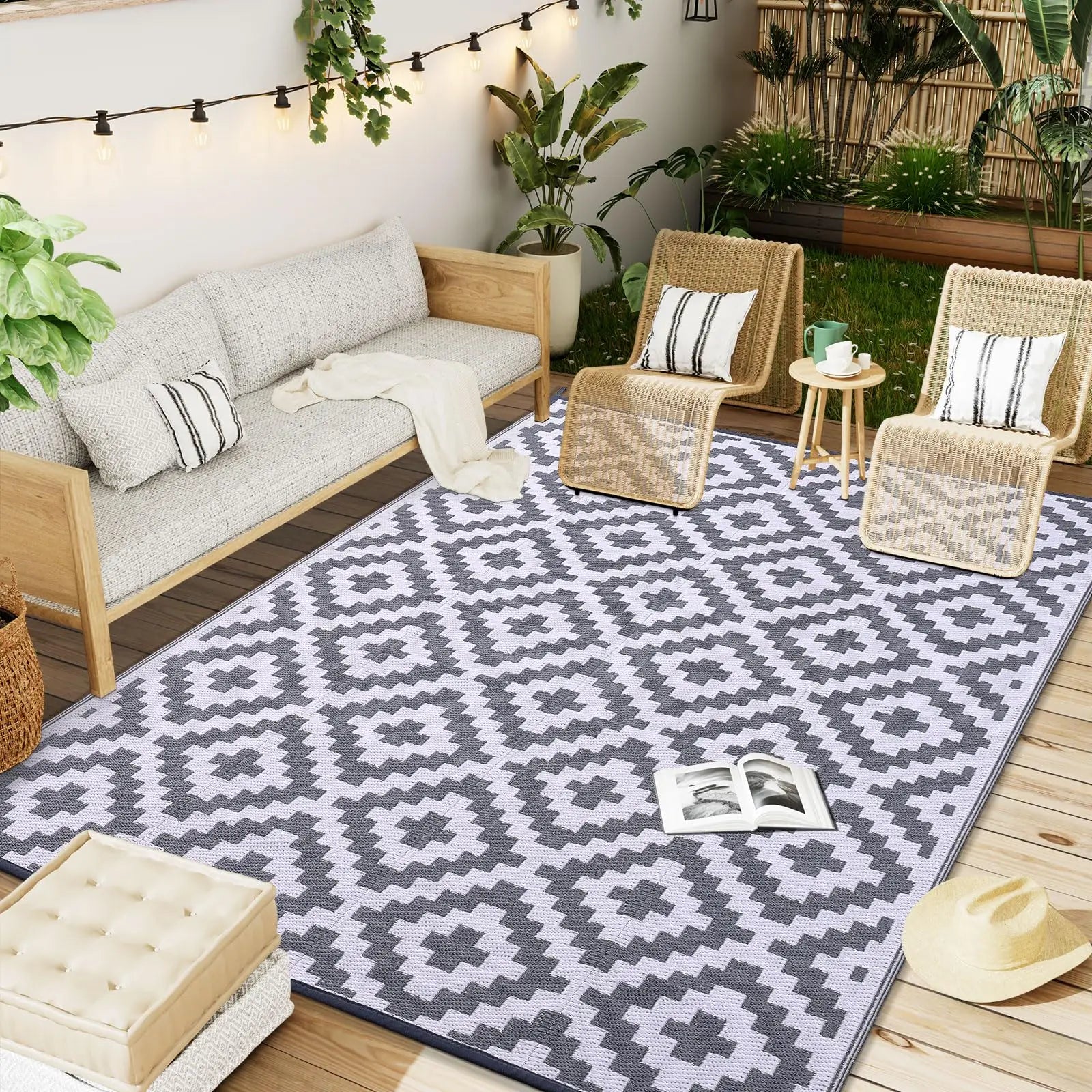 Tapis Extérieur – Réversible & Imperméable pour Terrasse & Pique-Nique