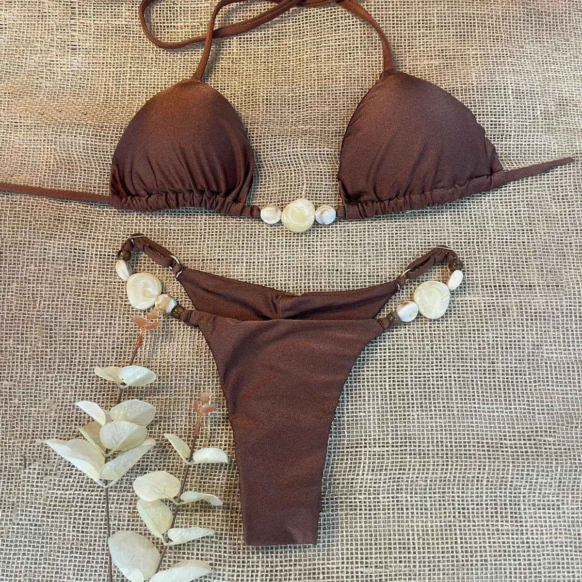 Bikini 2025 – Maillot deux Pièce Couleur Unie Femme