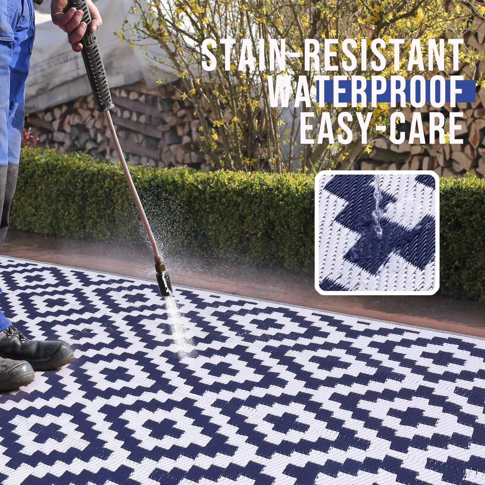 Tapis Extérieur – Réversible & Imperméable pour Terrasse & Pique-Nique