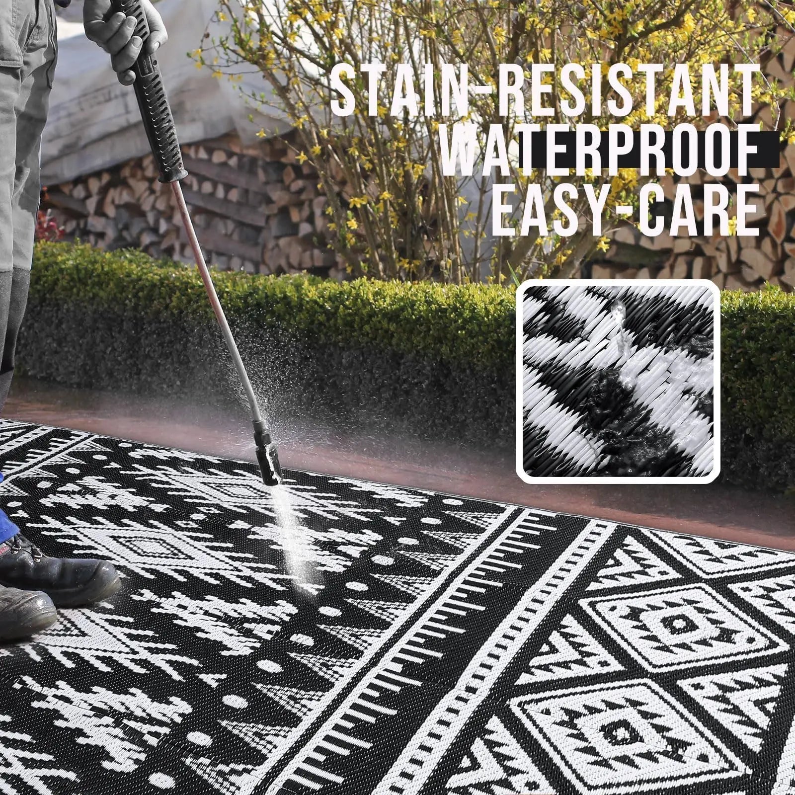 Tapis Extérieur Imperméable – Bohème Réversible pour Terrasse & Camping