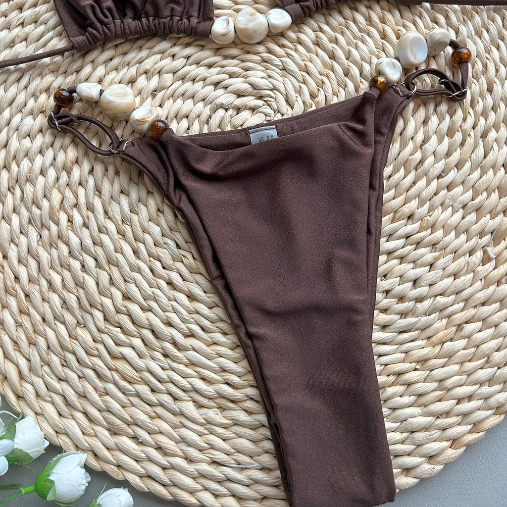 Bikini 2025 – Maillot deux Pièce Couleur Unie Femme
