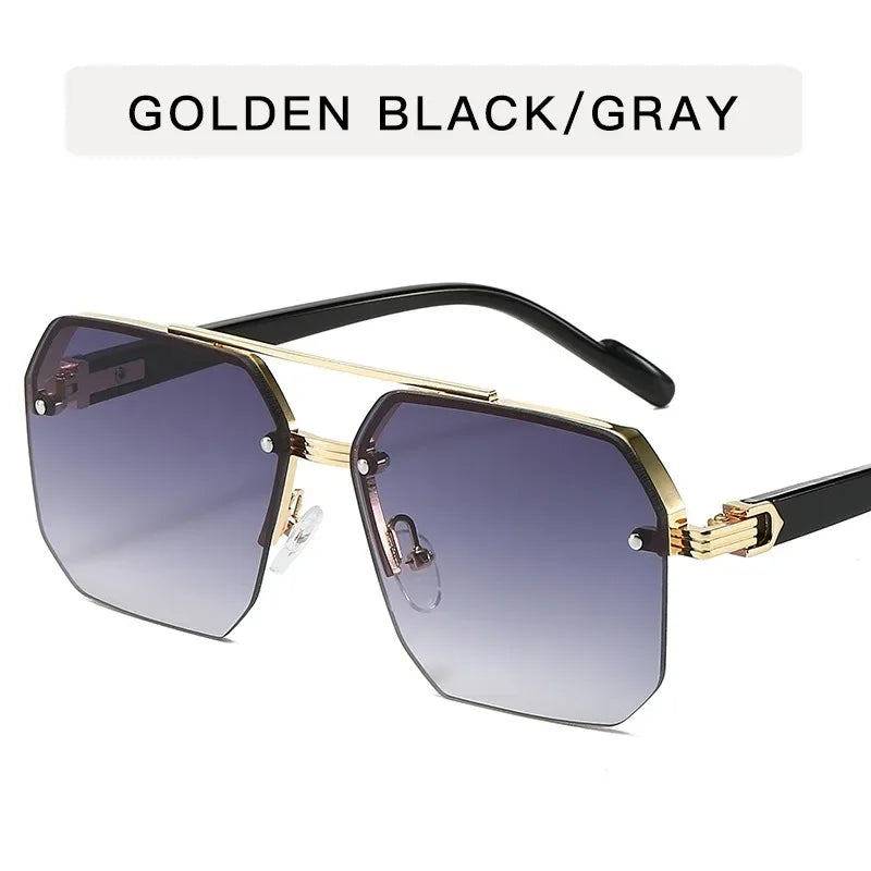 Lunettes de Soleil Homme Métal Demi-Monture Carrée – Style Rétro Sport