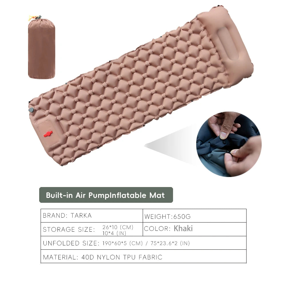 Matelas Camping Gonflable Auto-Gonflant – Coussin Intégré Outdoor