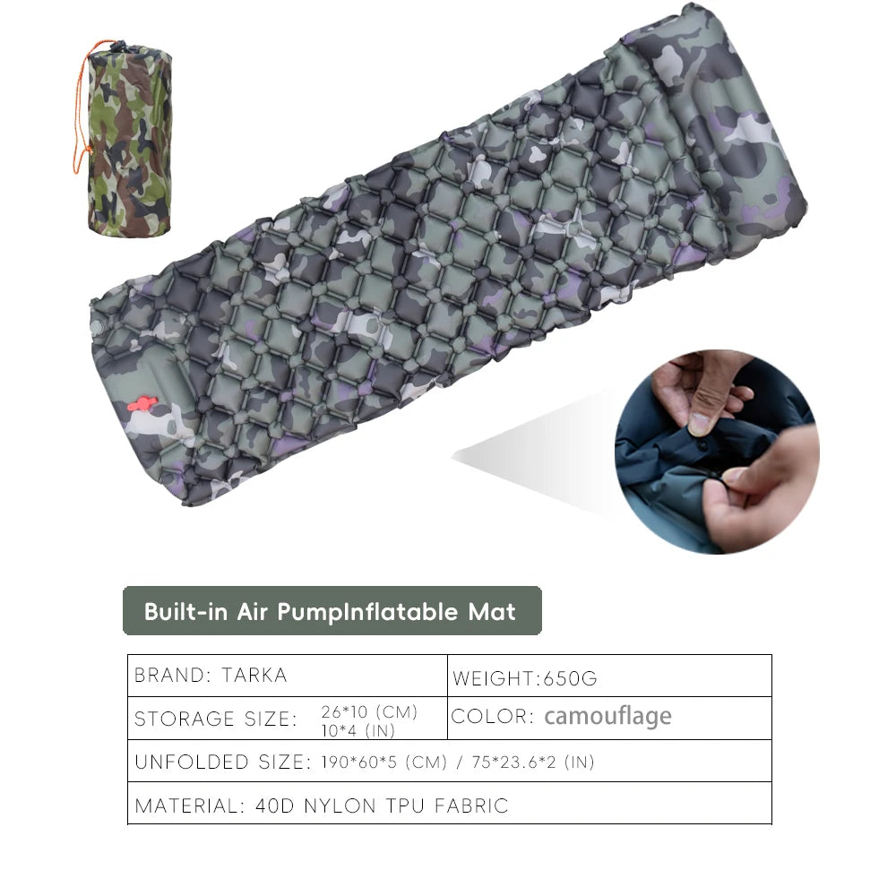 Matelas Camping Gonflable Auto-Gonflant – Coussin Intégré Outdoor