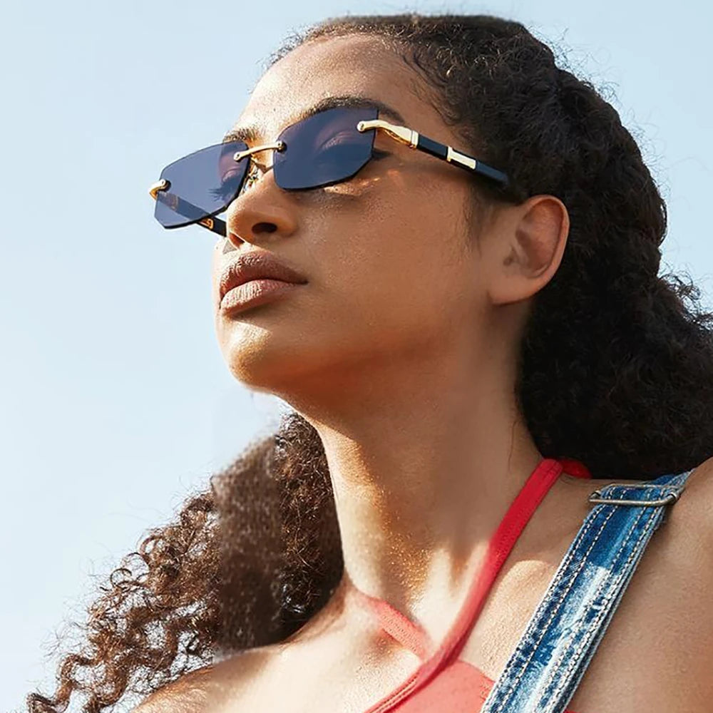 Lunettes de Soleil Sans Monture – Unisexe Petit Carré Été