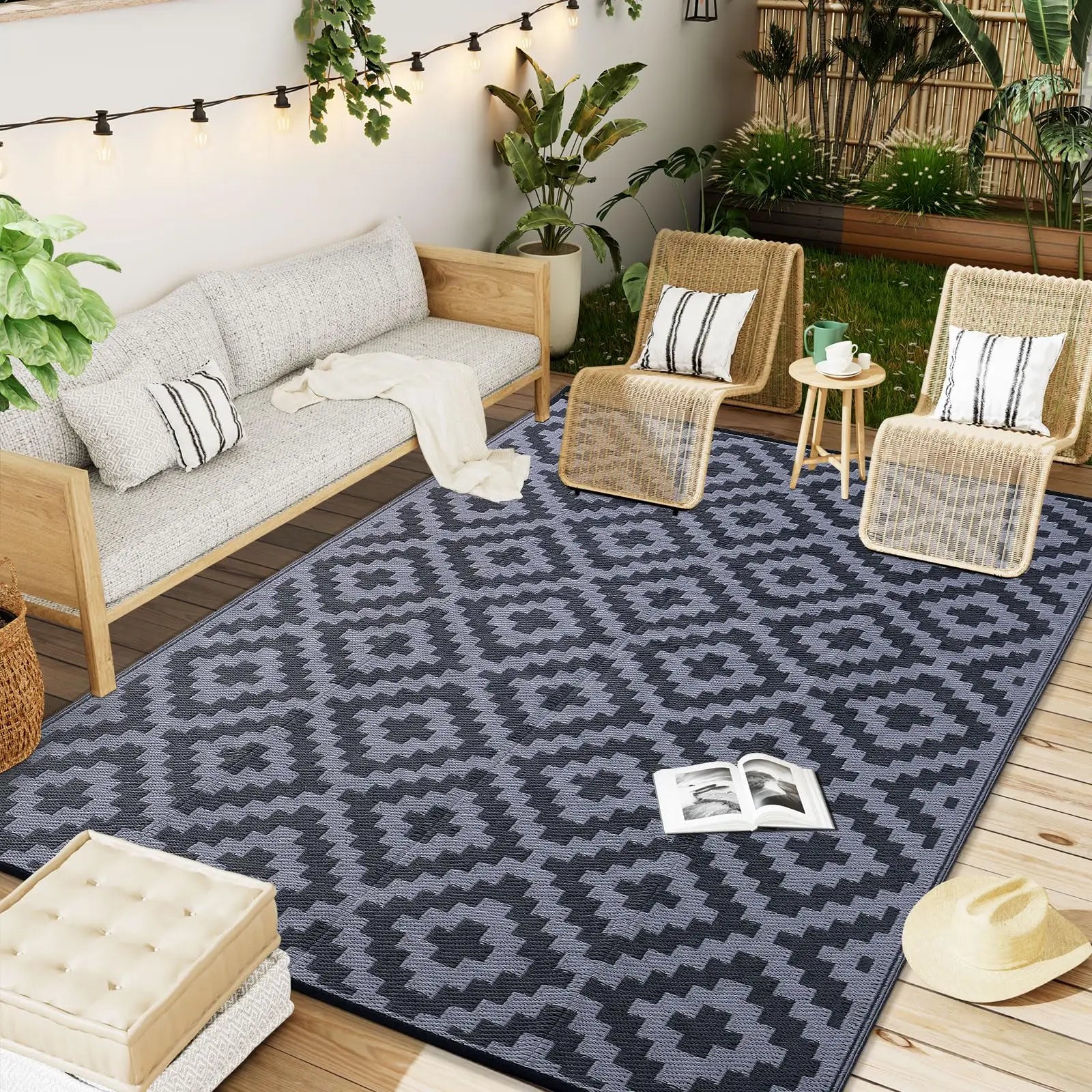 Tapis Extérieur – Réversible & Imperméable pour Terrasse & Pique-Nique