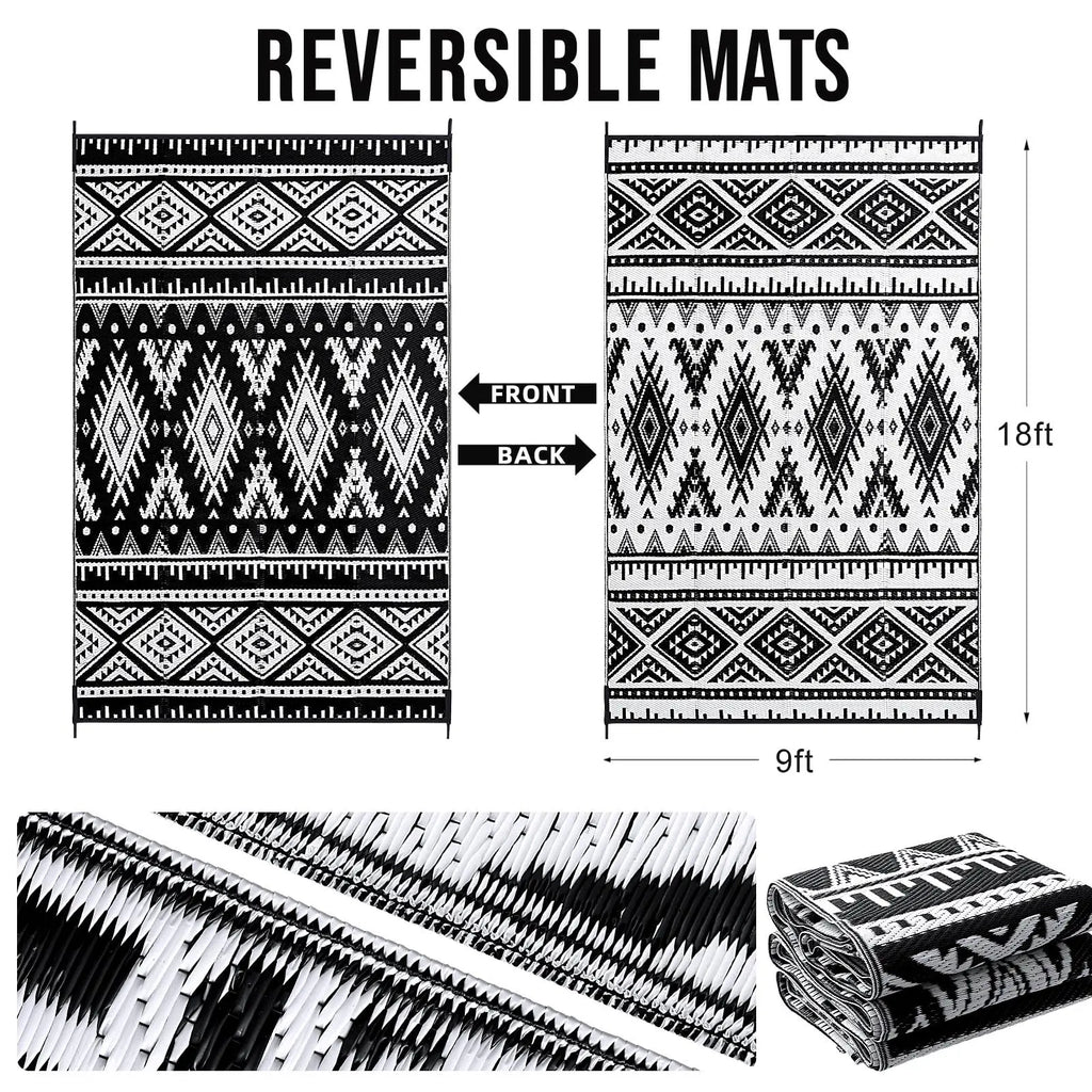 Tapis Extérieur Imperméable – Bohème Réversible pour Terrasse & Camping