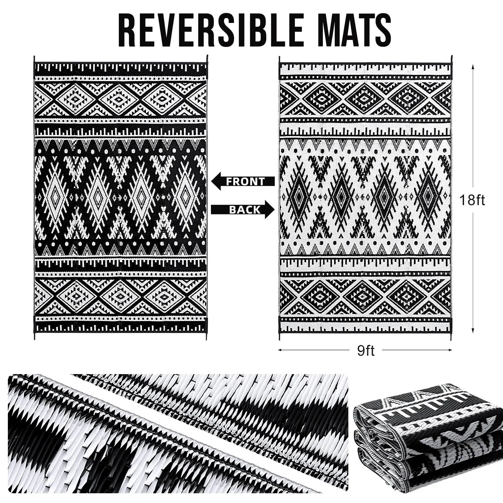 Tapis Extérieur Imperméable – Bohème Réversible pour Terrasse & Camping