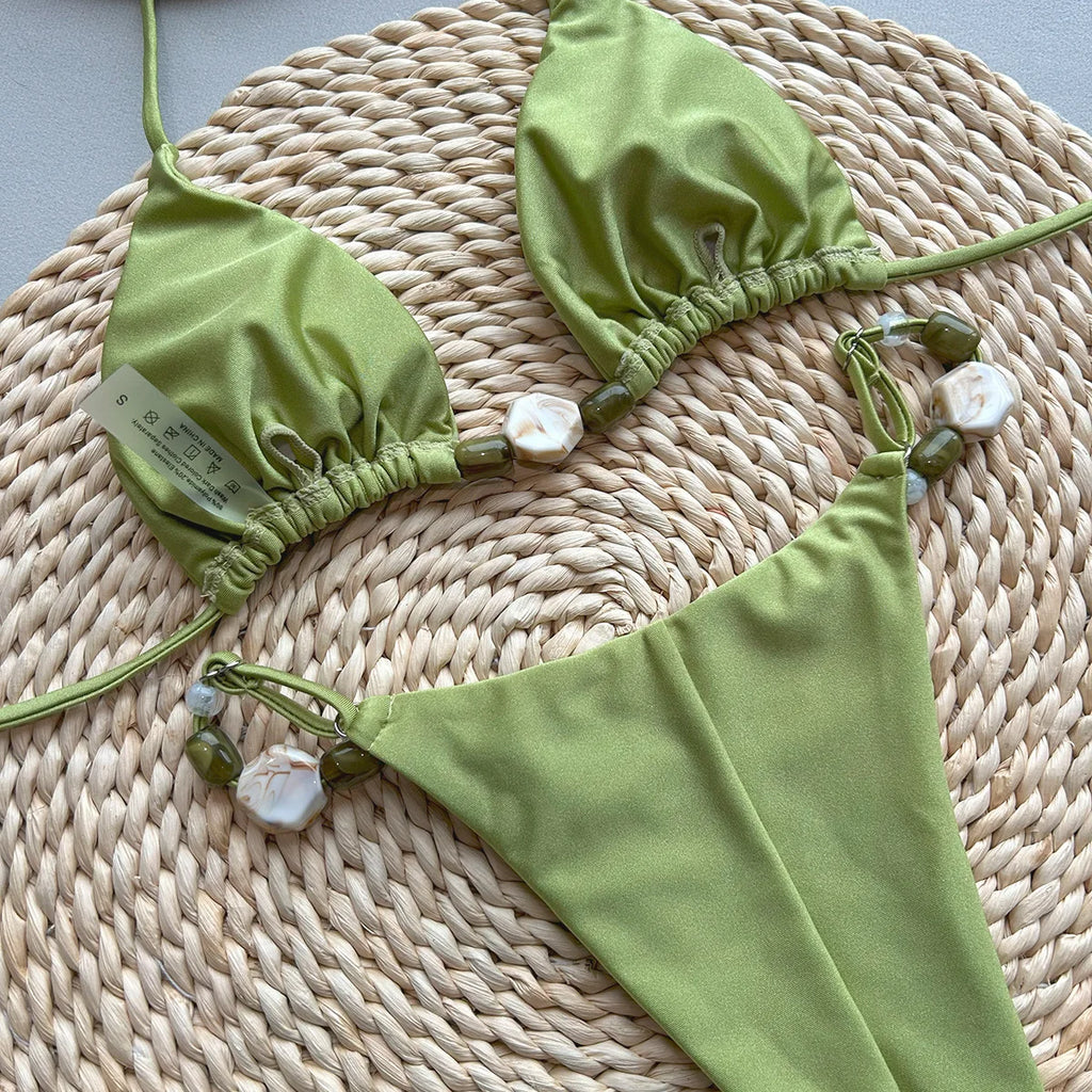 Bikini 2025 – Maillot deux Pièce Couleur Unie Femme