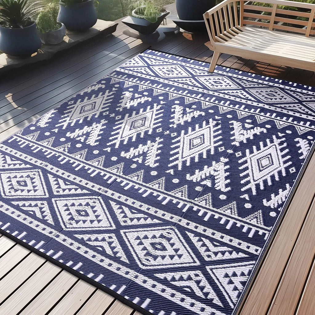 Tapis Extérieur Imperméable – Bohème Réversible pour Terrasse & Camping