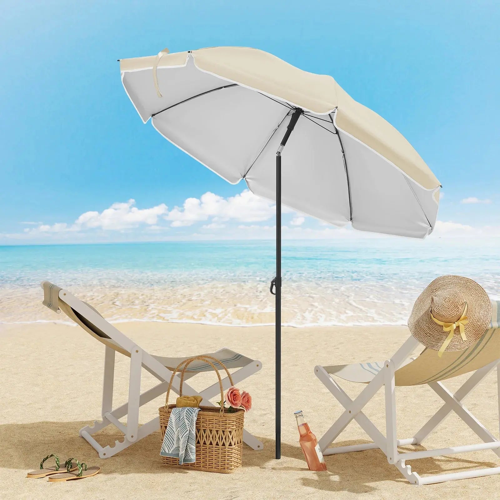 Parasol de Plage Rond – Résistant UV & Imperméable Le petit Souk