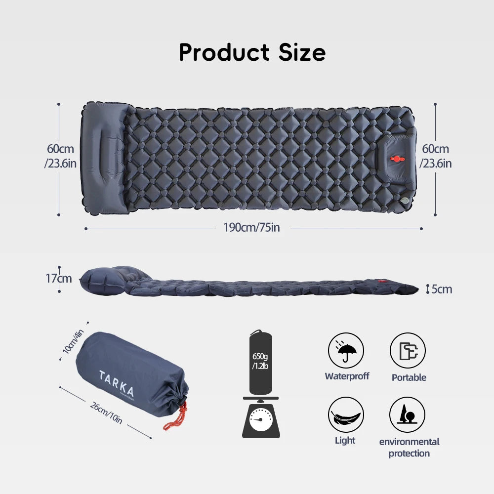 Matelas Camping Gonflable Auto-Gonflant – Coussin Intégré Outdoor