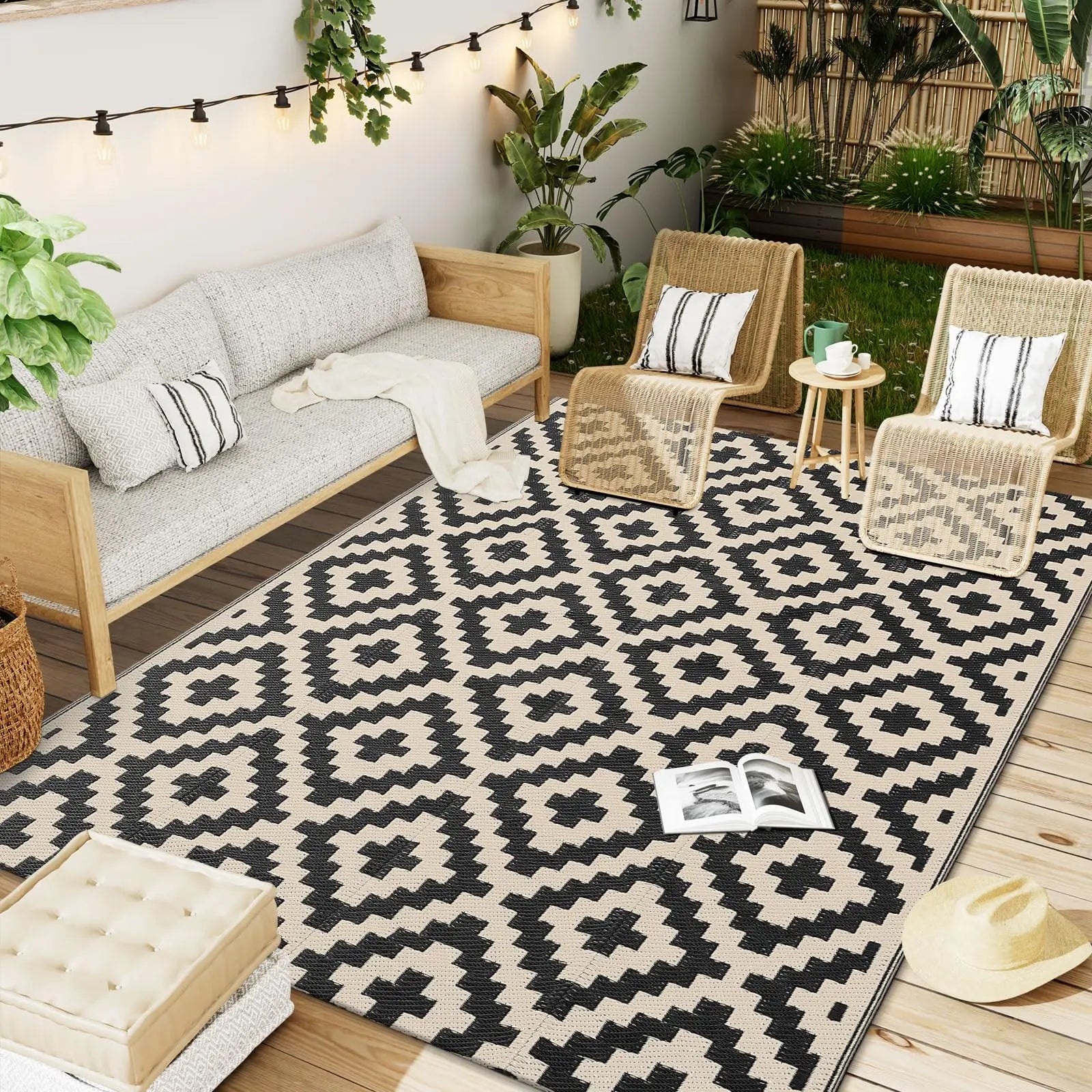 Tapis Extérieur – Réversible & Imperméable pour Terrasse & Pique-Nique