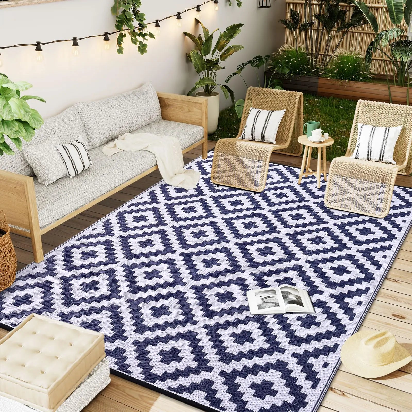 Tapis Extérieur – Réversible & Imperméable pour Terrasse & Pique-Nique